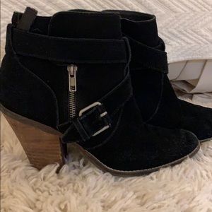 Black Wooden heeled booties